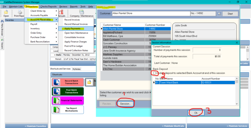 Update Bank Reconciliation from A/R – Certiflex Software, LLC