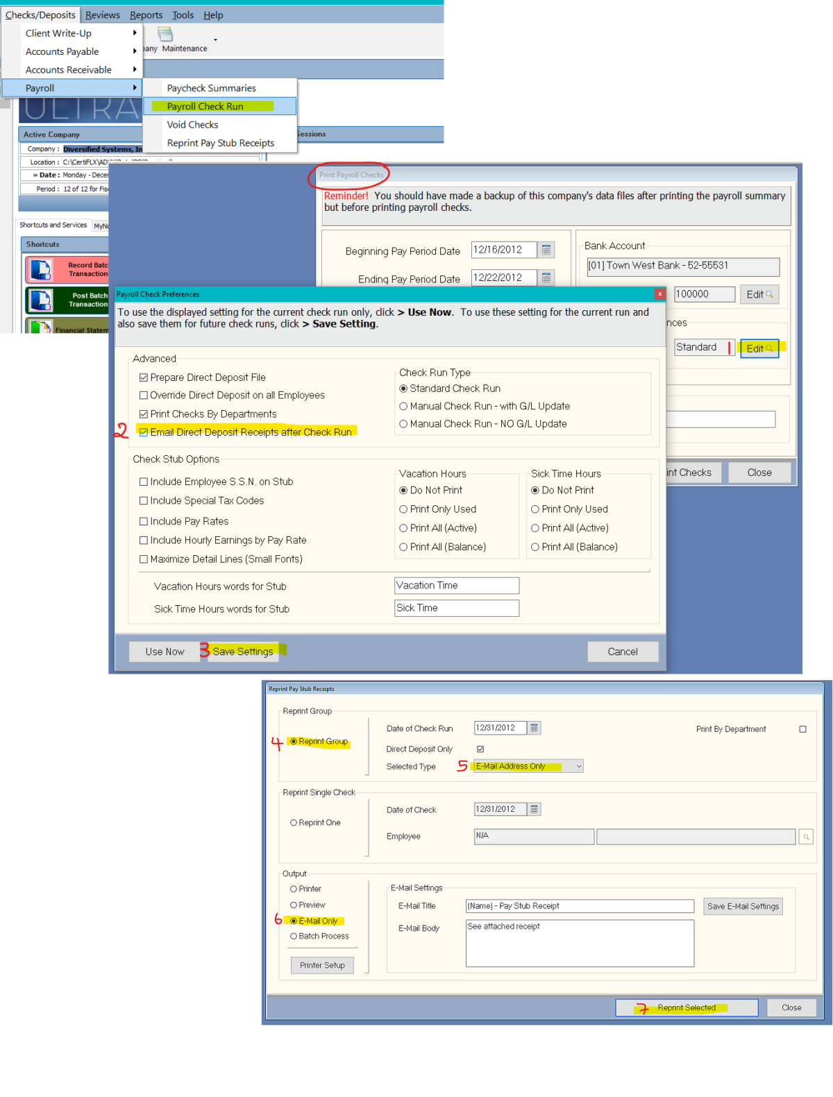 Emailing Employee Check Stub Receipts For Employees On Direct deposit
