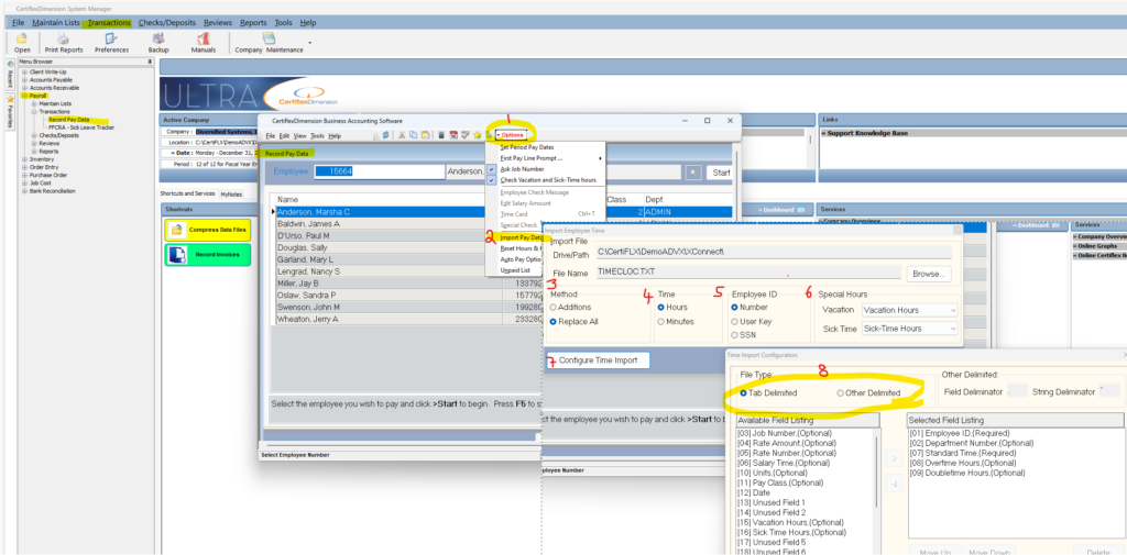 Payroll Ultra Importing Time Clock Hours Into CertiflexDimension Ultra Payroll ...